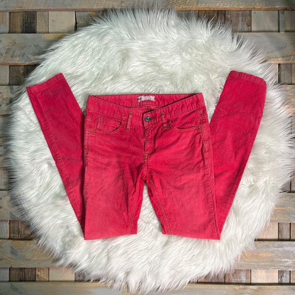 VNTG ✵☽Free People☾✵ Low Rise Pink Corduroy Straight Leg Pants | 27 · Small · 4 - Picture 1 of 14